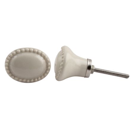 Cream Oval Ceramic Drawer Knob